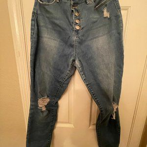 Distressed Pac Sun high waisted ankle jeans